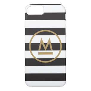 Modern Monogram on Bold Stripes Personalised iPhone 8/7 Case