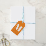 Modern monogram orange white custom initial number gift tags<br><div class="desc">Custom monogram initial letter or number orange and white modern typography personalised gift tags. Customisable white initial,  orange solid colour background.
These are great for birthdays,  Christmas and holidays.
Check the rest of the collection for coordinating and matching items.
Or message me for custom design requests.</div>