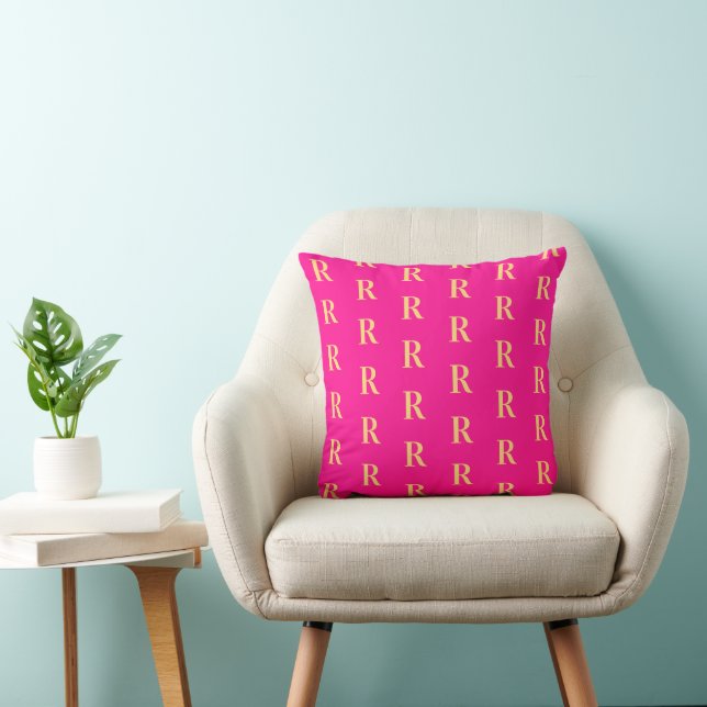 Modern Monogram Pattern Hot Pink Cushion (Chair)