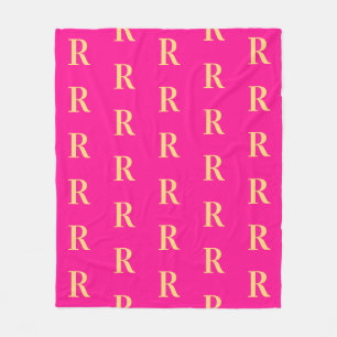 Modern Monogram Pattern Hot Pink Fleece Blanket