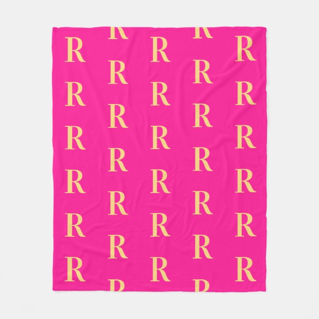 Modern Monogram Pattern Hot Pink Fleece Blanket (Front)