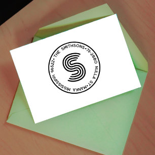 Modern Monogram Personalised Family Name & Address Self-inking Stamp