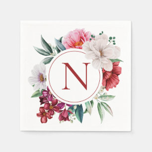 Modern Monogram Personalised Floral Napkin