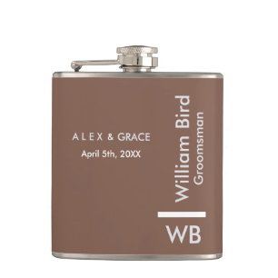 Modern Monogram Personalised Groomsman Hip Flask