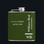 Modern Monogram Personalised Groomsman Hip Flask<br><div class="desc">This Groomsman custom design features handwritten minimalistic shades of green. You can personalise the name,  title,  and groom or add your custom message! Show your Groomsman how much you love and appreciate their participation.</div>