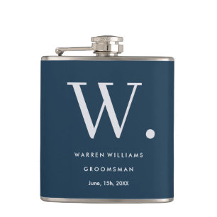 Modern Monogram Personalised Groomsman Hip Flask