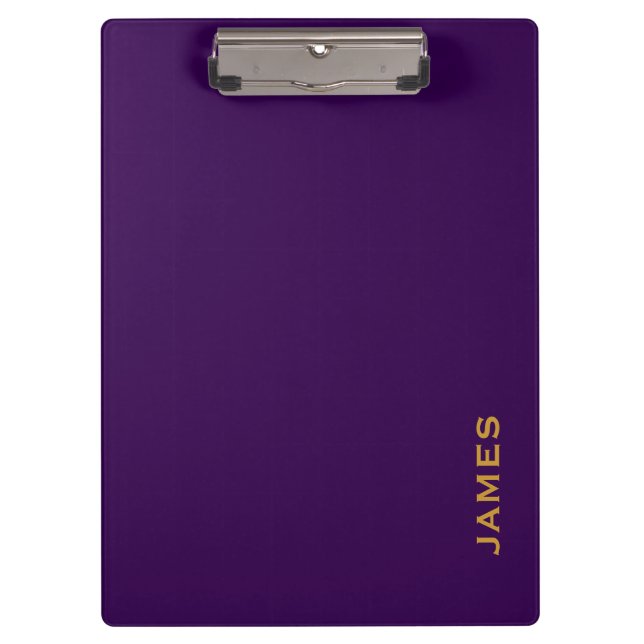Modern Monogram Personalized Blue and Gold Clipboard (Front)