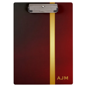 Modern Monogram Personalized White and Gold Clipboard