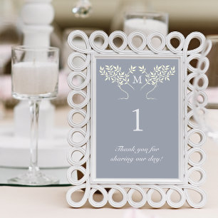 Modern Monogram Pewter Tree of Life Table Number