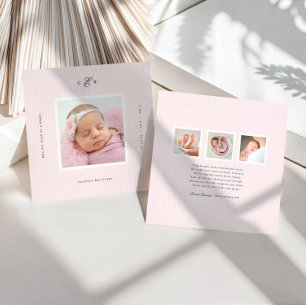 Modern Monogram Photo Birth Announcement