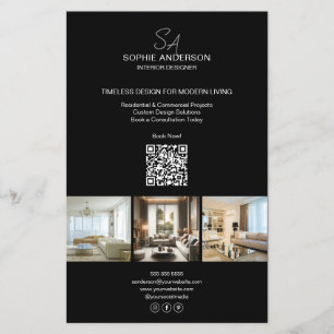 Modern Monogram Photo Black Professional Business Flyer