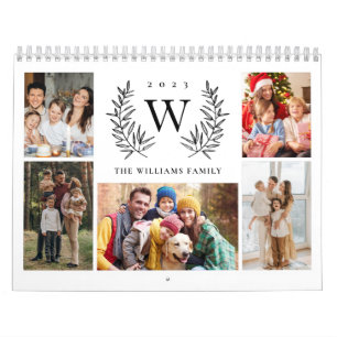 Modern Monogram Photo Collage Family  Calendar