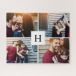 Modern Monogram Photo Collage Jigsaw Puzzle<br><div class="desc">Personalise it with your wedding date,  family name,  or any text of your choice for a beautiful and unique gift and keepsake.</div>