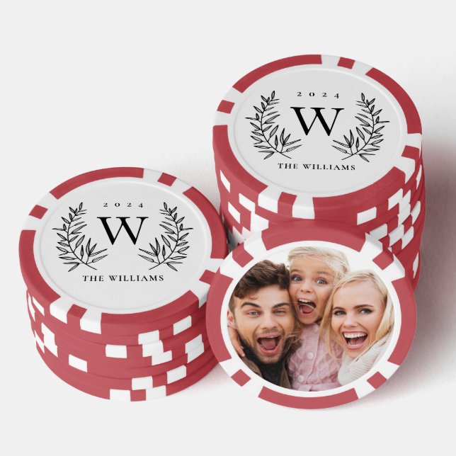 Modern Monogram Photo Family  Poker Chips (Stack)