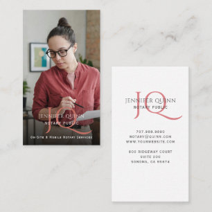 Modern Monogram Photo Notary Public Business Card
