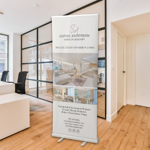 Modern Monogram Photo Professional Business Retractable Banner