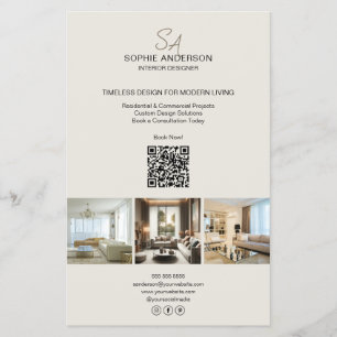 Modern Monogram Photo QR Professional Business Flyer