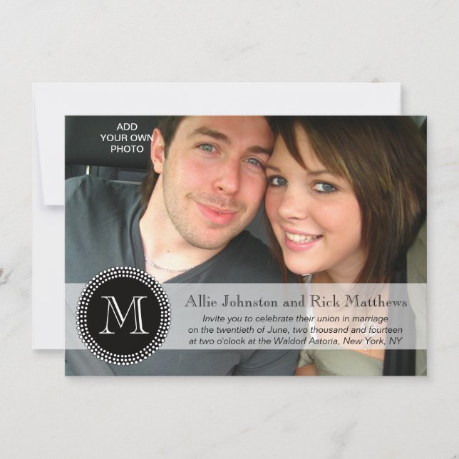 Modern Monogram Photo Wedding Invitations (Front)