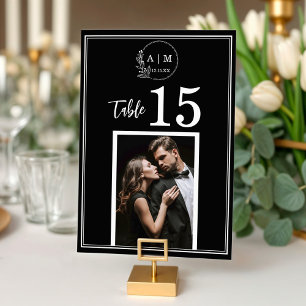 Modern Monogram Photo Wedding Table Number Card