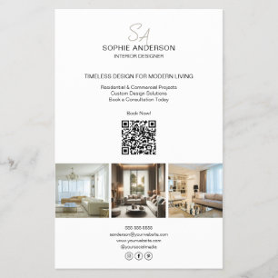 Modern Monogram Photo White Professional Business Flyer