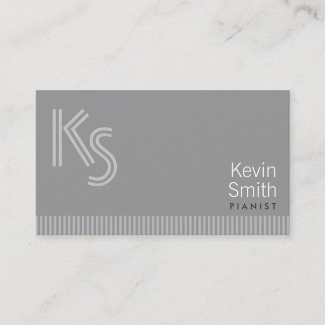 Modern Monogram Pianist Business Card (Front)