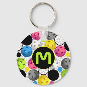 Modern Monogram Pickleballs Key Ring