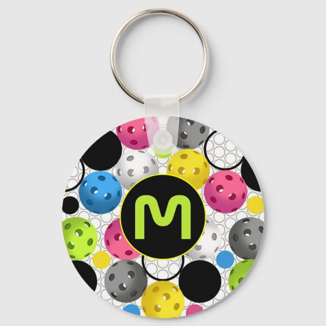 Modern Monogram Pickleballs Key Ring (Front)