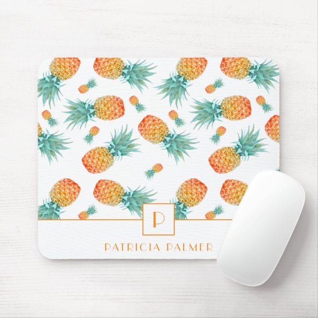 Modern Monogram Pineapple Fruit Pattern  Mouse Mat (With Mouse)