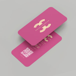 Modern Monogram Pink Gold Logo C Company Business Card