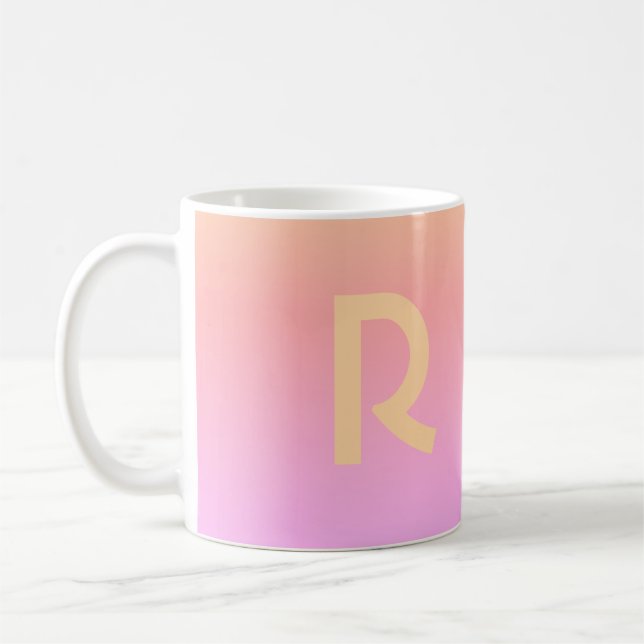 Modern Monogram Pink Lilac Peach  Coffee Mug (Left)