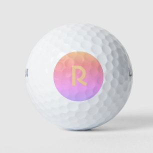 Modern Monogram Pink Lilac Peach Golf Balls