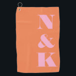 Modern Monogram Pink Orange Custom Wedding Favour Golf Towel<br><div class="desc">Modern Monogram Pink Orange Custom Wedding Favour Golf Towel</div>