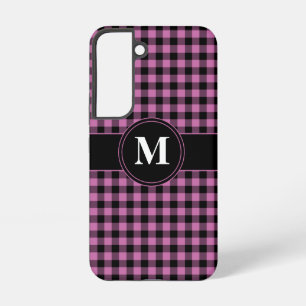 Modern Monogram Pink Plaid Pattern Samsung Galaxy Case