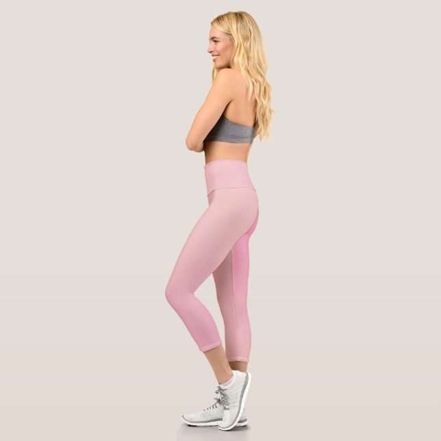 Modern Monogram Pink Teal  Capri Leggings (Left)