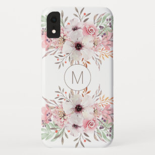 Modern Monogram Pink Watercolor Floral Case-Mate iPhone Case