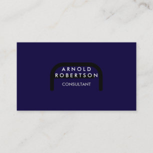 Modern Monogram Plain Blue Trendy Business Card