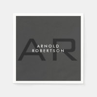 Modern Monogram Plain Grey Trendy Add Name