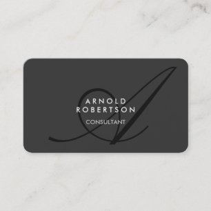 Modern Monogram Plain Grey Trendy Business Card