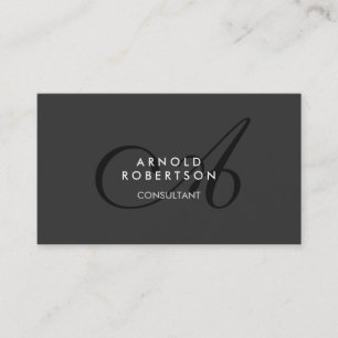 Modern Monogram Plain Grey Trendy Business Card