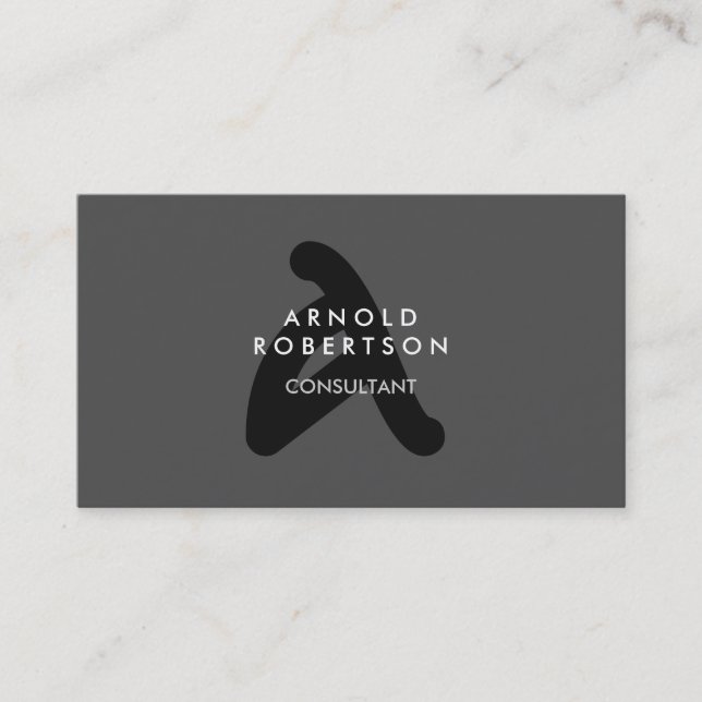 Modern Monogram Plain Grey Trendy Business Card (Front)