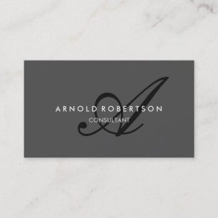 Modern Monogram Plain Grey Trendy Business Card