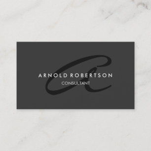 Modern Monogram Plain Grey Trendy Business Card