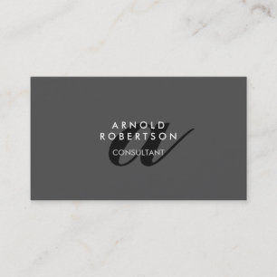 Modern Monogram Plain Grey Trendy Business Card