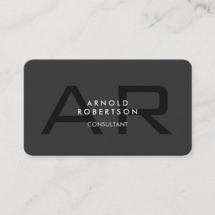 Modern Monogram Plain Grey Trendy Business Card