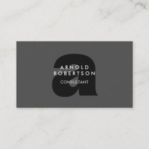 Modern Monogram Plain Grey Trendy Business Card