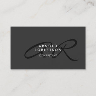 Modern Monogram Plain Grey Trendy Business Card