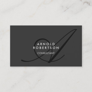 Modern Monogram Plain Grey Trendy Business Card