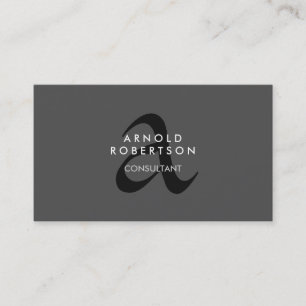 Modern Monogram Plain Grey Trendy Business Card