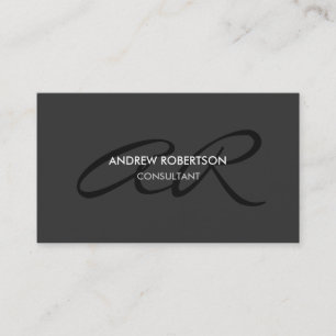 Modern Monogram Plain Grey Trendy Business Card