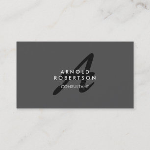 Modern Monogram Plain Grey Trendy Business Card